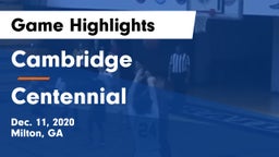 Cambridge  vs Centennial  Game Highlights - Dec. 11, 2020