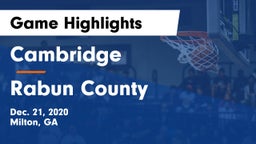 Cambridge  vs Rabun County  Game Highlights - Dec. 21, 2020
