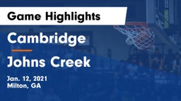 Cambridge  vs Johns Creek  Game Highlights - Jan. 12, 2021