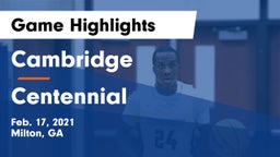 Cambridge  vs Centennial  Game Highlights - Feb. 17, 2021