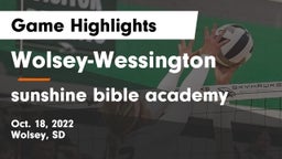 Wolsey-Wessington  vs sunshine bible academy Game Highlights - Oct. 18, 2022