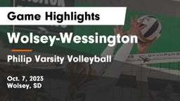Wolsey-Wessington  vs Philip Varsity Volleyball  Game Highlights - Oct. 7, 2023
