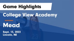 College View Academy  vs Mead  Game Highlights - Sept. 13, 2022