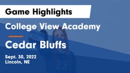 College View Academy  vs Cedar Bluffs  Game Highlights - Sept. 30, 2022