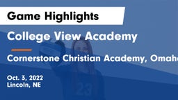 College View Academy  vs Cornerstone Christian Academy, Omaha, NE Game Highlights - Oct. 3, 2022