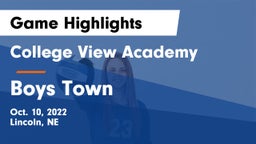 College View Academy  vs Boys Town  Game Highlights - Oct. 10, 2022