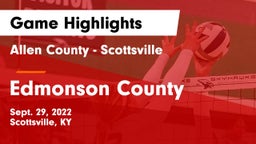 Allen County - Scottsville  vs Edmonson County  Game Highlights - Sept. 29, 2022