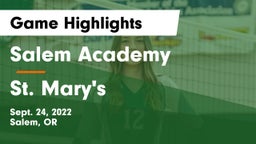 Salem Academy  vs St. Mary's  Game Highlights - Sept. 24, 2022