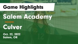 Salem Academy  vs Culver  Game Highlights - Oct. 22, 2022