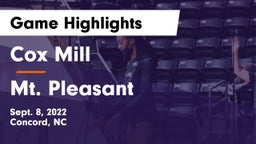 Cox Mill  vs Mt. Pleasant Game Highlights - Sept. 8, 2022