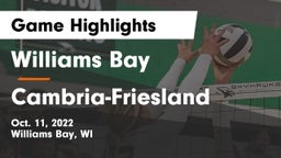 Williams Bay  vs Cambria-Friesland  Game Highlights - Oct. 11, 2022