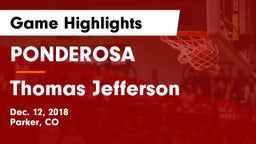 PONDEROSA  vs Thomas Jefferson  Game Highlights - Dec. 12, 2018