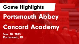 Portsmouth Abbey  vs Concord Academy Game Highlights - Jan. 18, 2023