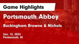 Portsmouth Abbey  vs Buckingham Browne & Nichols  Game Highlights - Jan. 13, 2024