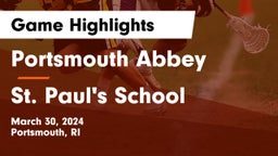 Portsmouth Abbey  vs St. Paul's School Game Highlights - March 30, 2024