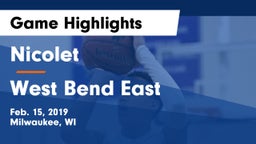 Nicolet  vs West Bend East  Game Highlights - Feb. 15, 2019