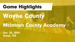 Wayne County  vs McIntosh County Academy  Game Highlights - Jan. 20, 2024