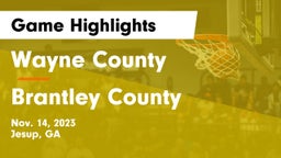 Wayne County  vs Brantley County  Game Highlights - Nov. 14, 2023
