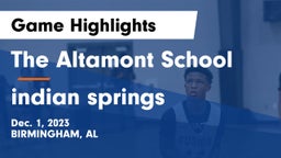 The Altamont School vs indian springs Game Highlights - Dec. 1, 2023