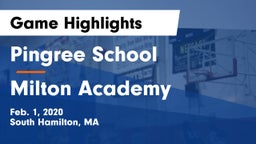 Pingree School vs Milton Academy Game Highlights - Feb. 1, 2020