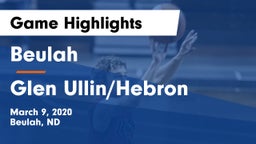 Beulah  vs Glen Ullin/Hebron  Game Highlights - March 9, 2020