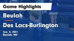 Beulah  vs Des Lacs-Burlington  Game Highlights - Jan. 5, 2021