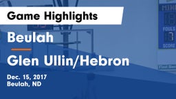 Beulah  vs Glen Ullin/Hebron Game Highlights - Dec. 15, 2017