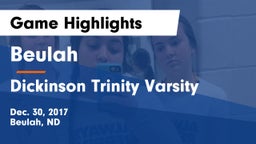 Beulah  vs Dickinson Trinity Varsity Game Highlights - Dec. 30, 2017