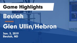 Beulah  vs Glen Ullin/Hebron Game Highlights - Jan. 3, 2019