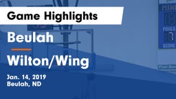 Beulah  vs Wilton/Wing Game Highlights - Jan. 14, 2019