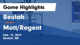 Beulah  vs Mott/Regent Game Highlights - Feb. 12, 2019