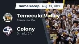Recap: Temecula Valley  vs. Colony  2022
