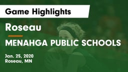 Roseau  vs MENAHGA PUBLIC SCHOOLS Game Highlights - Jan. 25, 2020