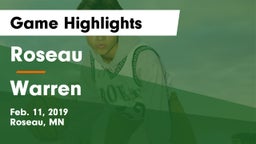 Roseau  vs Warren Game Highlights - Feb. 11, 2019