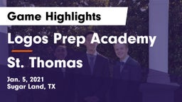 Logos Prep Academy  vs St. Thomas Game Highlights - Jan. 5, 2021
