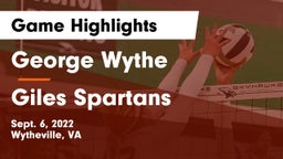 George Wythe  vs Giles  Spartans Game Highlights - Sept. 6, 2022