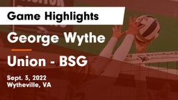George Wythe  vs Union  - BSG Game Highlights - Sept. 3, 2022