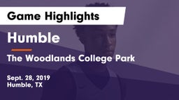 Humble  vs The Woodlands College Park  Game Highlights - Sept. 28, 2019