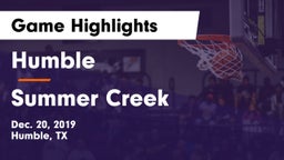 Humble  vs Summer Creek  Game Highlights - Dec. 20, 2019
