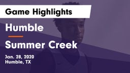 Humble  vs Summer Creek  Game Highlights - Jan. 28, 2020