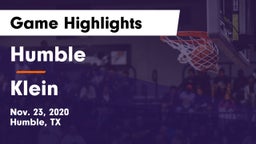 Humble  vs Klein  Game Highlights - Nov. 23, 2020