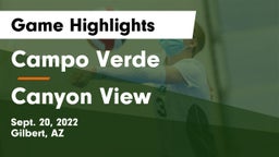 Campo Verde  vs Canyon View  Game Highlights - Sept. 20, 2022