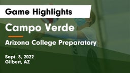 Campo Verde  vs Arizona College Preparatory  Game Highlights - Sept. 3, 2022