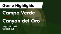 Campo Verde  vs Canyon del Oro  Game Highlights - Sept. 22, 2023