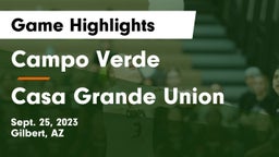 Campo Verde  vs Casa Grande Union  Game Highlights - Sept. 25, 2023