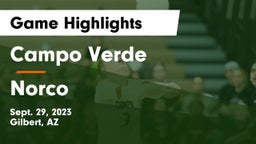 Campo Verde  vs Norco  Game Highlights - Sept. 29, 2023