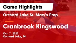 Orchard Lake St. Mary's Prep vs Cranbrook Kingswood  Game Highlights - Oct. 7, 2022