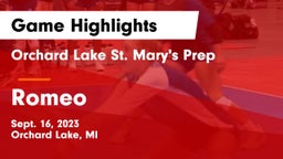 Orchard Lake St. Mary's Prep vs Romeo Game Highlights - Sept. 16, 2023