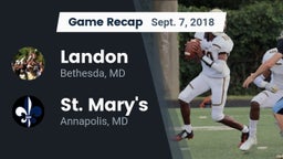 Recap: Landon  vs. St. Mary's  2018