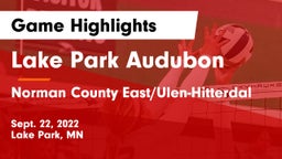 Lake Park Audubon  vs Norman County East/Ulen-Hitterdal Game Highlights - Sept. 22, 2022